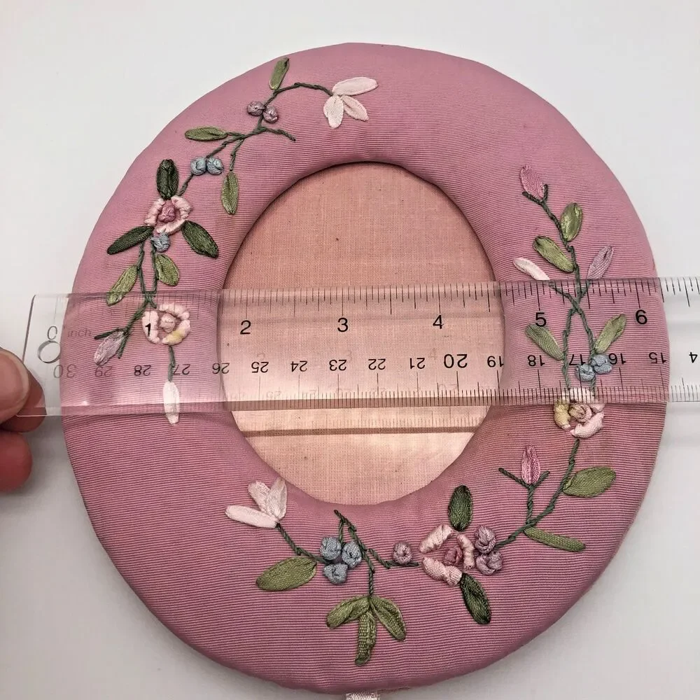 VINTAGE Floral Fabric Picture Frame Set of 2 Oval Cottagecore Grannycore